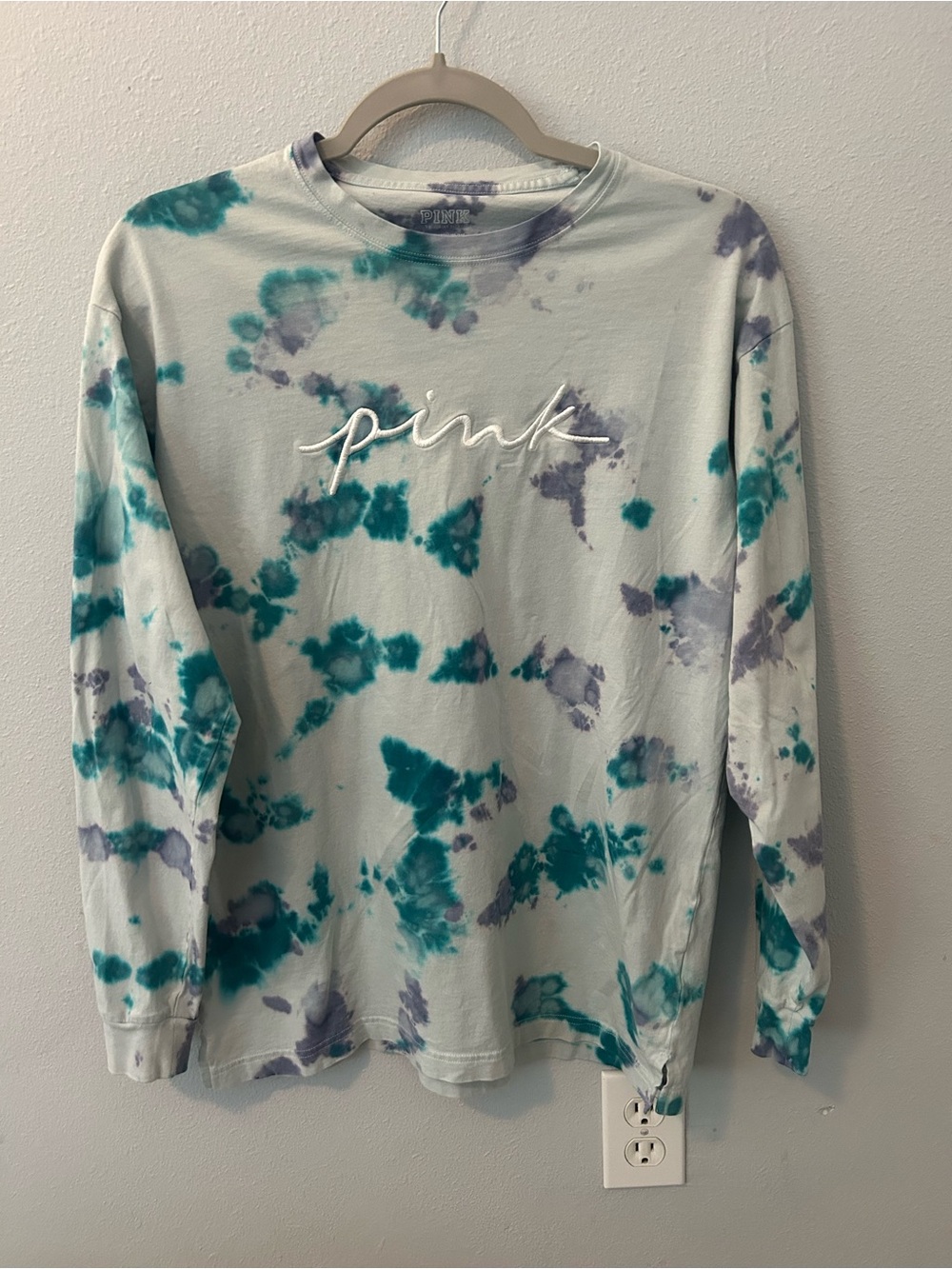 PINK Victoria's Secret Tie-Dye Tee in Teal & Lavender